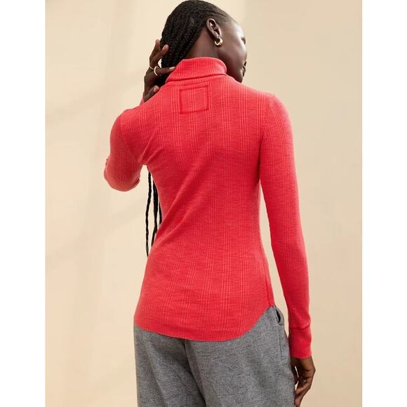 NWT Aerie essential layering long sleeve turtleneck red ribbed size XL - Picture 4 of 8